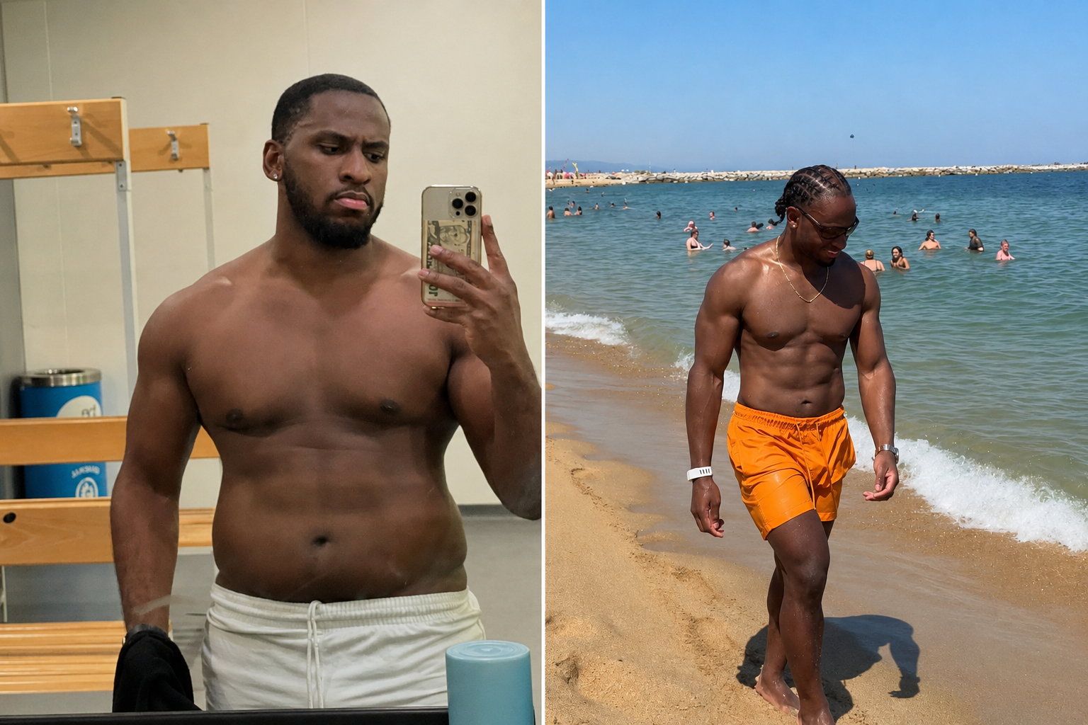 Coach transformation: before and after physique comparison